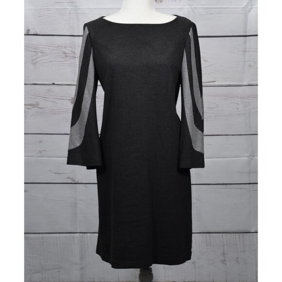 Dresses & Skirts - Trina Turk Women's Charcoal Gray Bell Sleeve Hijinx Mini A-Line Dress Size 6 EUC